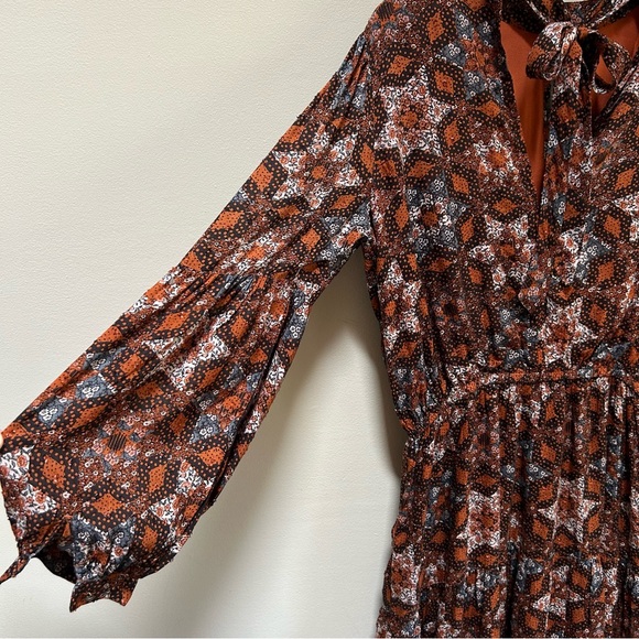 Garnet Hill ~new~ Ballard Swiss-Dot Maxi Dress in Copper Patchwork size Small - Picture 9 of 16